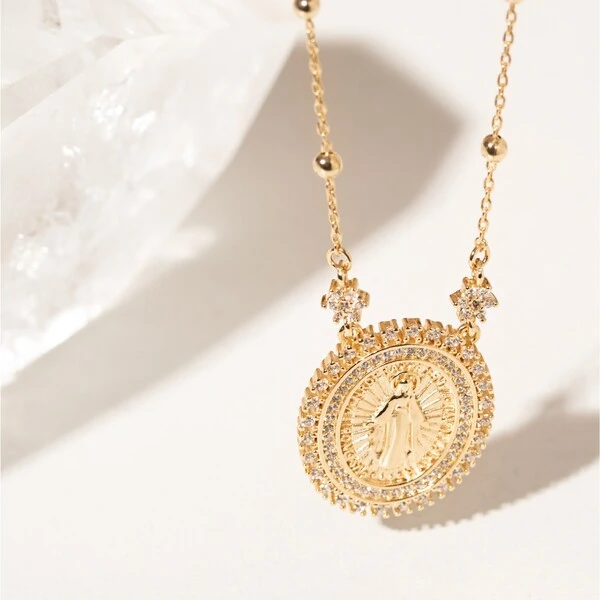 Colar Medalha Nossa Senhora das Graças Banho de Ouro 18k