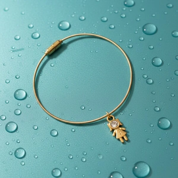 Pulseira Corda de Violão Menina Banho de Ouro 18 K