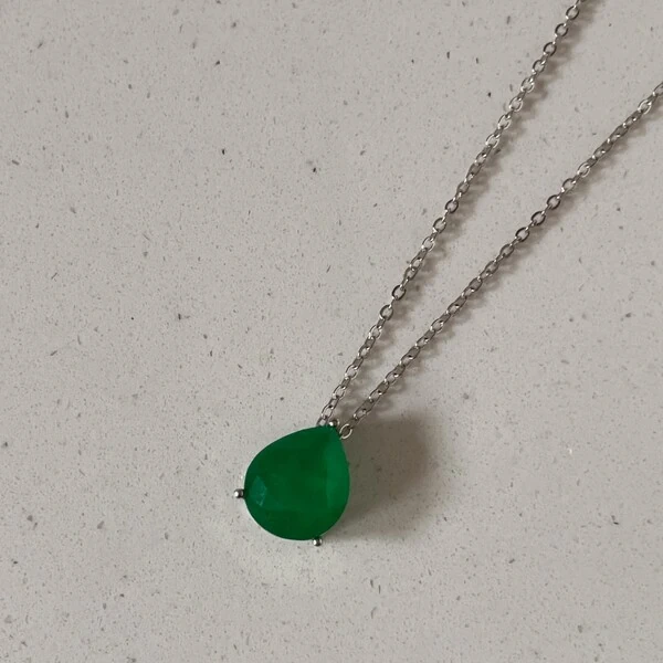 Colar Gota Esmeralda Fusion Ródio Branco