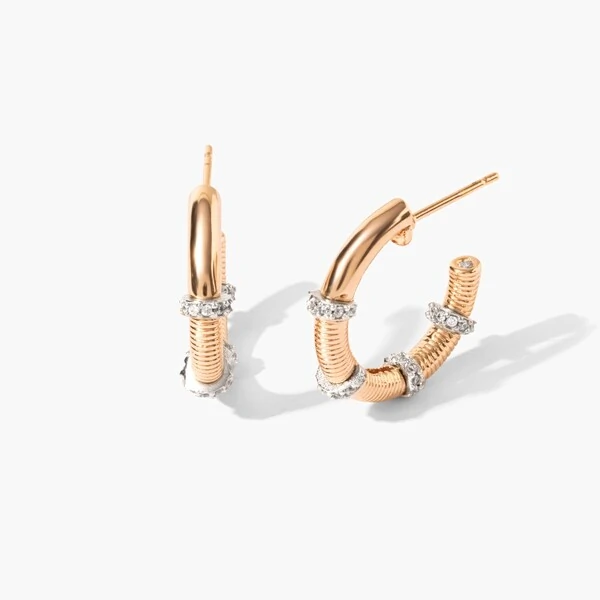 Argola Retrô M Textura Banho de Ouro 18 K