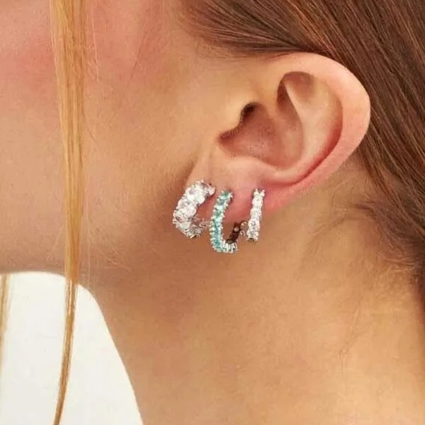 Argola 15 MM Zircônias Ródio Branco