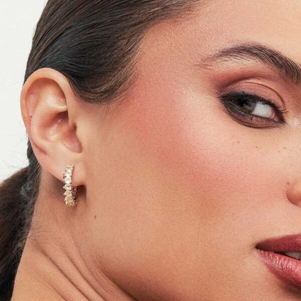 Argola Riviera Amarelo Banho de Ródio Branco