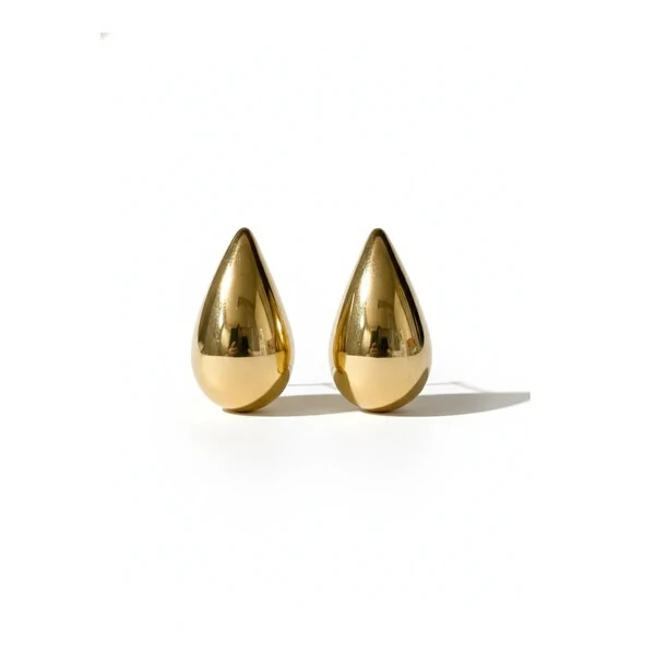Brinco Gota Abaulada Banho de Ouro 18 K