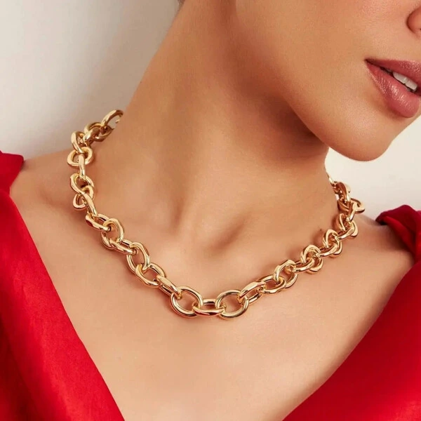 Corrente Lisa Elos Ovais Banho de Ouro 18 K