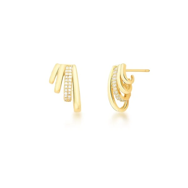 Brinco Ear Cuff Quatro Voltas Banho de Ouro 18 K