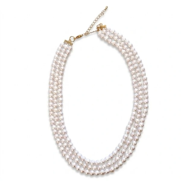 Colar 4 Fileiras Pérola Shell | Banho de Ouro 18k | 45+10cm Extensor