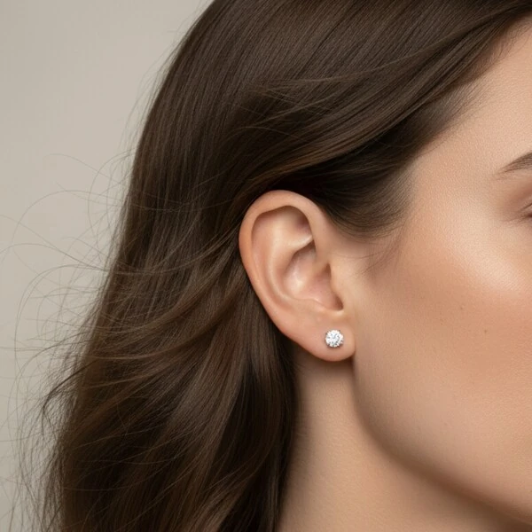 Brinco Ponto de Luz Moissanite 5 MM Prata 925