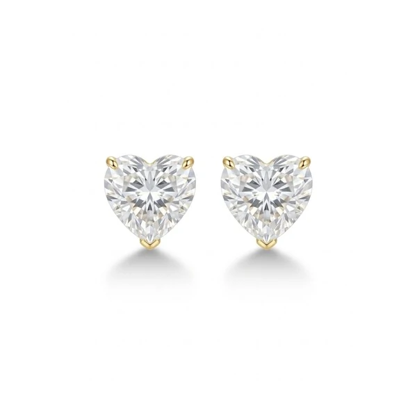 Brinco Coraçao Moissanite Ice Cut 10 MM Prata com Banho de Ouro 18 K