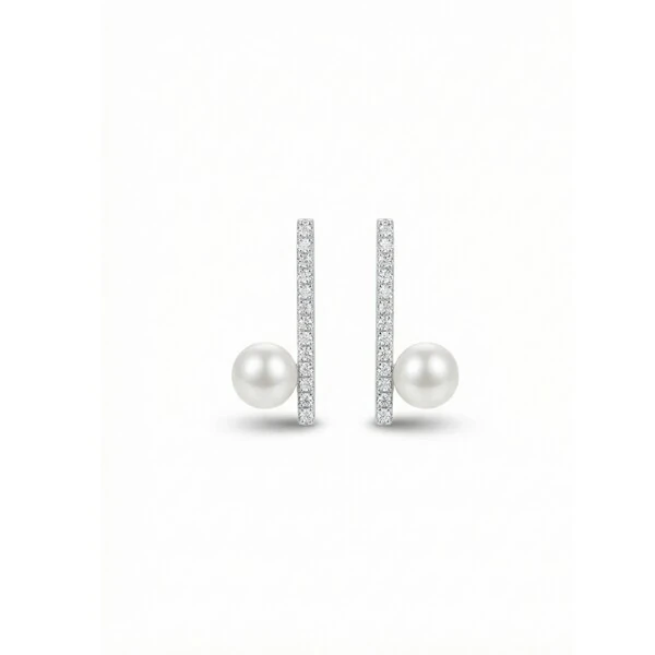 Brinco Palito Pérola de Água Doce Prata 925