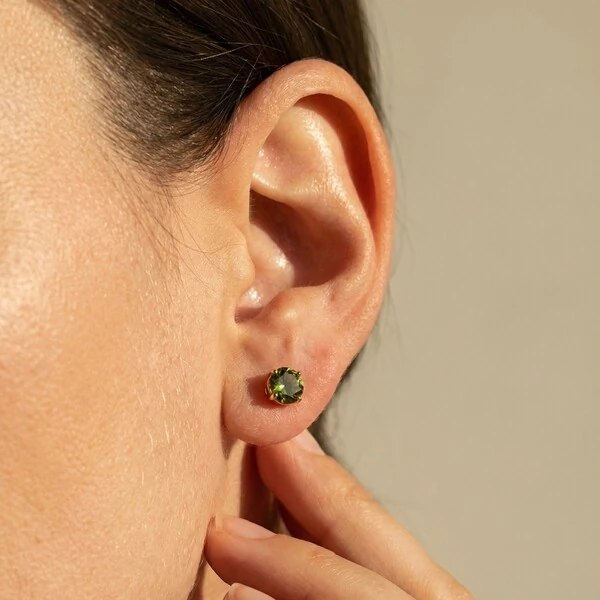 Brinco Solitário 4 MM Peridoto Prata 925