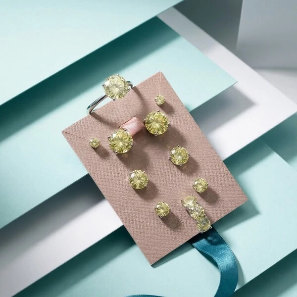 Brinco Solitário 10 MM Yellow Fancy Prata 925