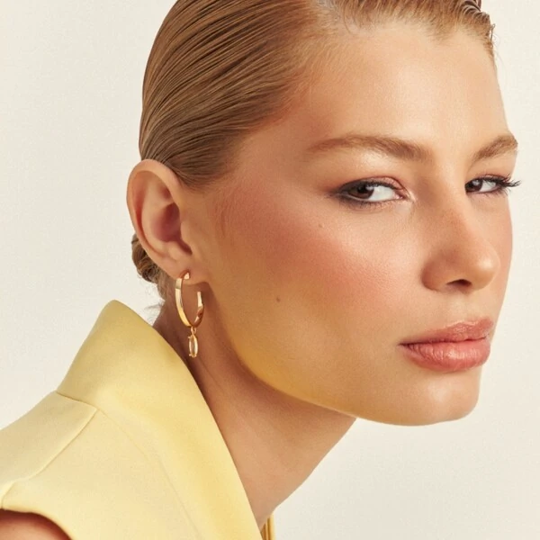 Argola Navete M Amarelo Banho de Ouro 18 K