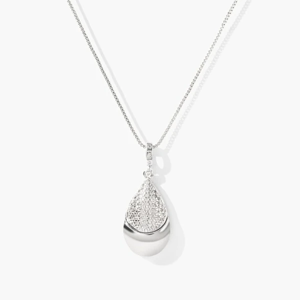 Colar Gota Gravejada e Lisa Ródio Branco