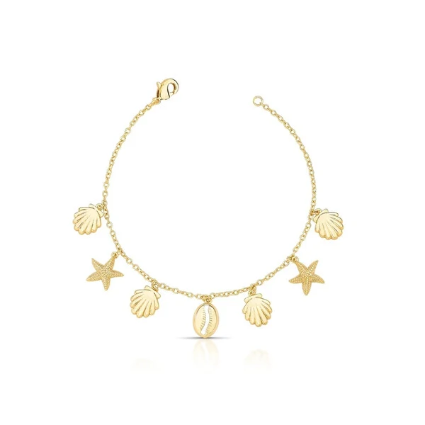 Pulseira Concha, Búzios e Estrela Banho de Ouro 18 K