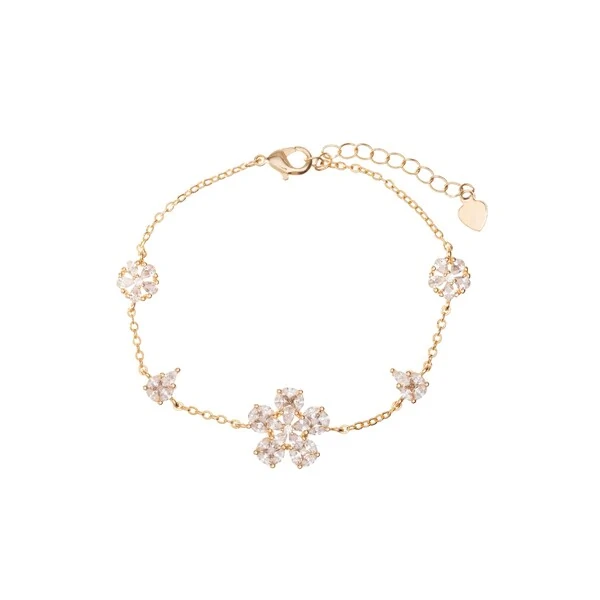 Pulseira Flor de Zircônias Banho de Ouro 18K