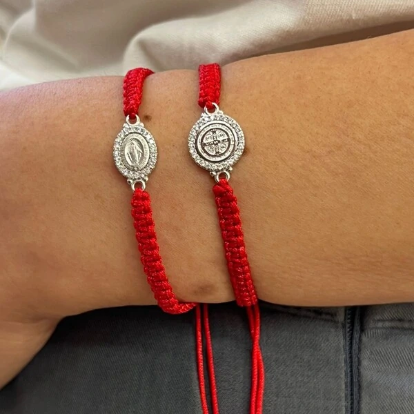 Pulseira Fio Encerado Nossa Senhora das Graças Prata 925