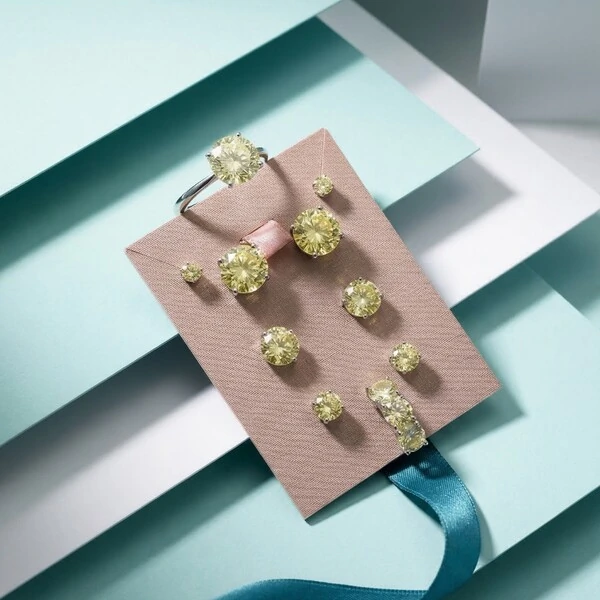 Anel Solitário 10 MM Yellow Fancy Prata 925