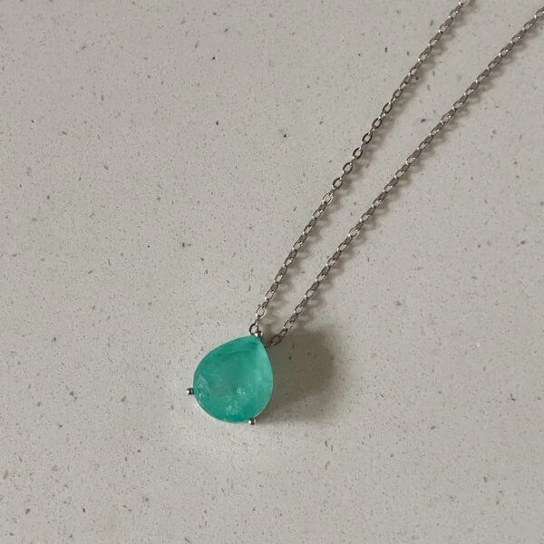 Colar Gota Turmalina Fusion Ródio Branco