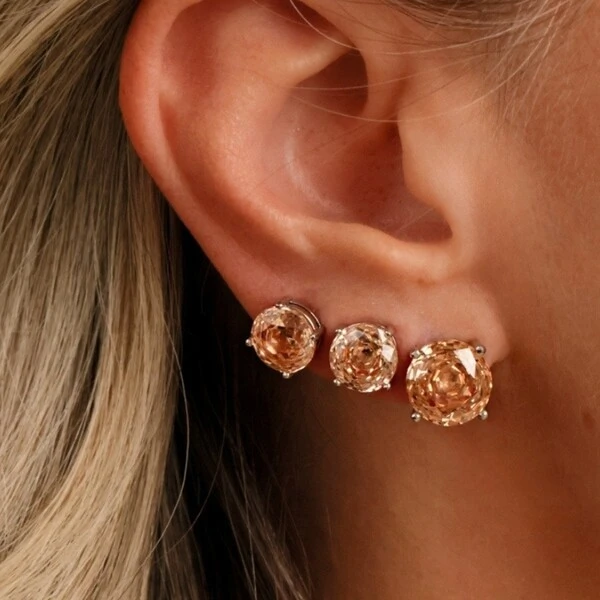 Brinco 8 mm Cappuccino Rose Cut Prata 925