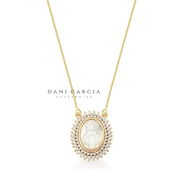 Colar Nossa Senhora das Graças Princesa Banho de Ouro 18 K