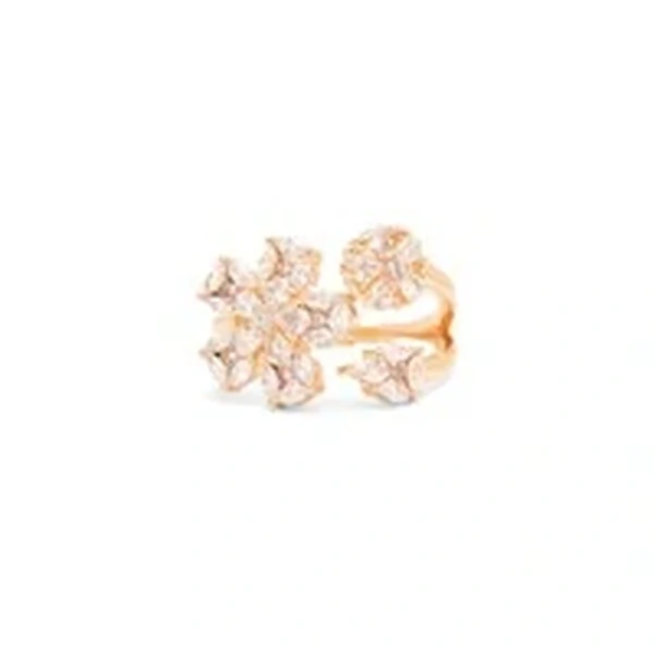Anel Dupla Flor de Zircônias Banho de Ouro 18K