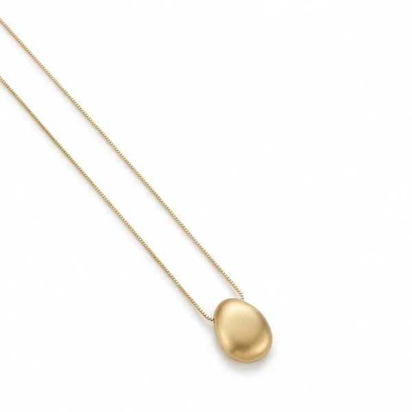 Colar Orgânico Botton Fosco Acetinado | Banho de Ouro 18k | Pingente 2,3x1,6cm | Corrente 40–50cm