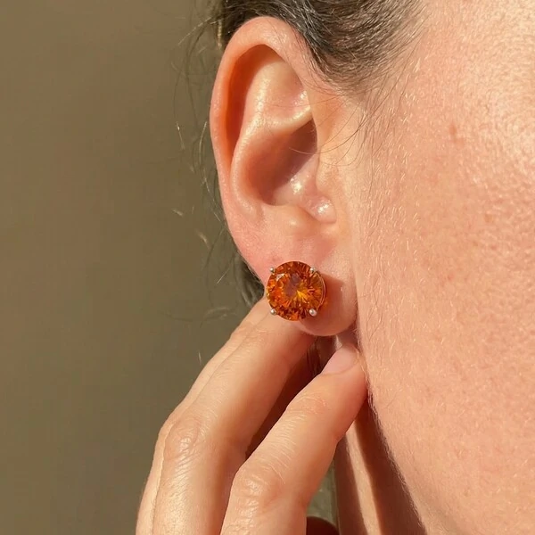 Brinco Solitário 12 MM Aperol Prata 925