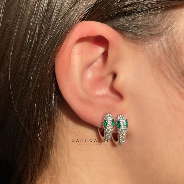 Argola Snake Ródio Branco