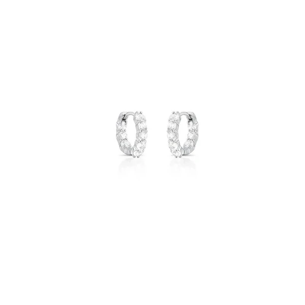 Argola 15 MM Zircônias Ródio Branco