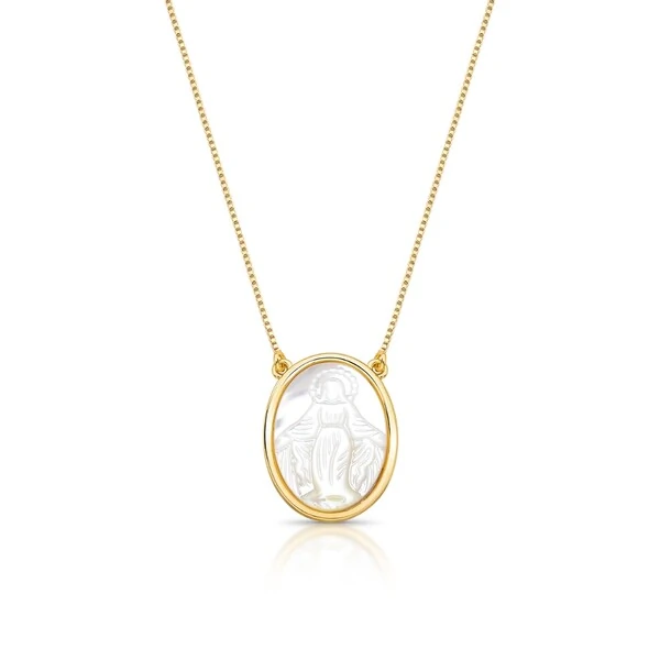 Colar Minimalista Nossa Senhora das Graças G Banho de Ouro 18 K