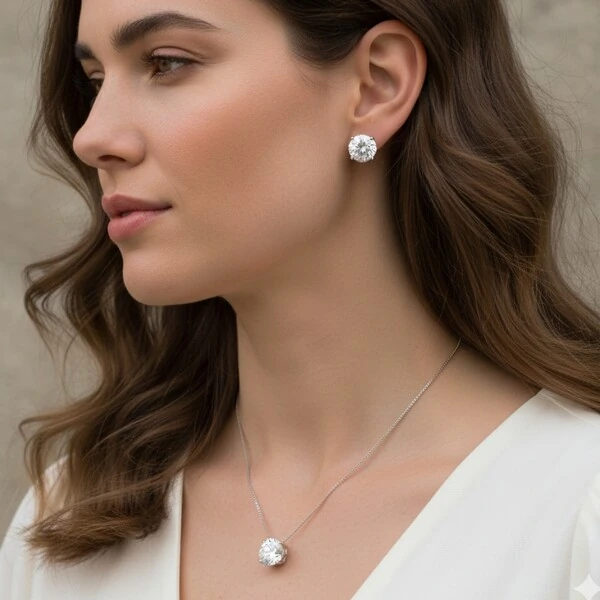 Conjunto Ponto de Luz 10 MM Duda Ródio Branco