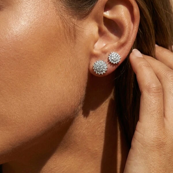 Brinco Girassol de Zircônias Prata 925