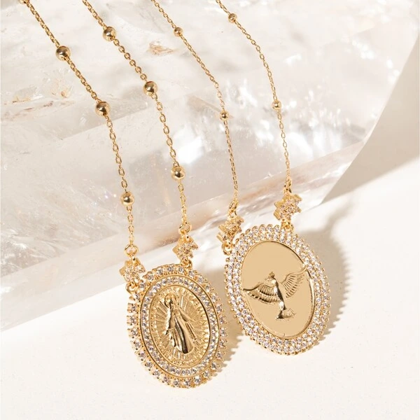 Colar Medalha Nossa Senhora das Graças Banho de Ouro 18k
