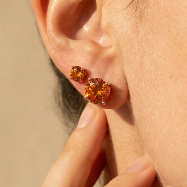 Brinco Solitário 10 MM Aperol Prata 925