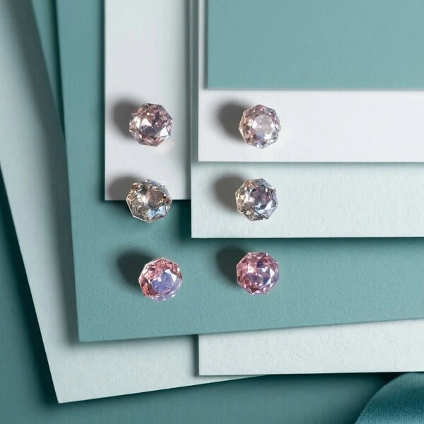 Trio de Brincos Coloridos 6 MM Ródio Branco