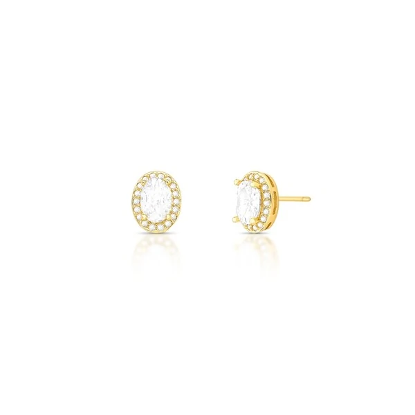 Brinco Oval M Banho de Ouro 18 K