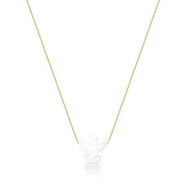 Colar Espírito Santo em Madrepérola Banho de Ouro 18 K