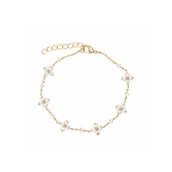 Pulseira Florzinhas com Zircônia Banho Ouro 18k