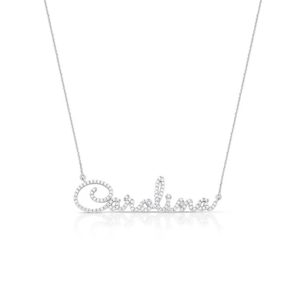Gargantilha de Moissanite Nome Personalizado até 10 Letras Prata Rodinada 40cm + 5cm