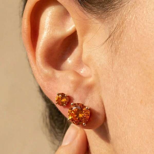 Brinco Solitário 6 MM Aperol Prata 925