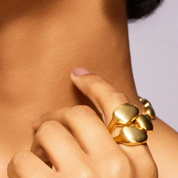 Anel Trio Fosco Duna Banho de Ouro 18 K