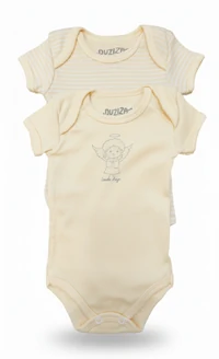 KIT BODIES UNISSEX MANGA CURTA EM SUEDINE LISTRADO E SUEDINE LISO COM ESTAMPA