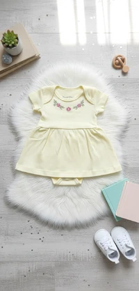 Vestido Bebê com Bordado Floral