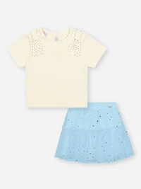 CONJUNTO BLUSA E SAIA SHORTS