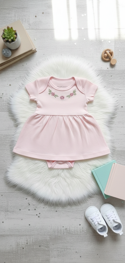 FotoVestido Bebê com Bordado Floral