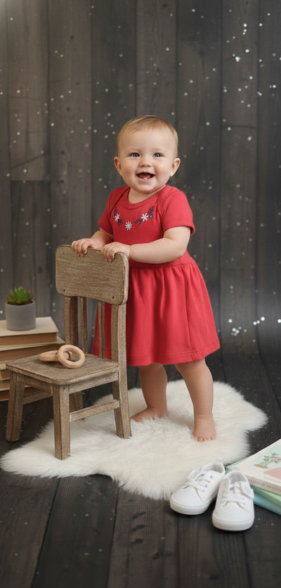 Foto Vestido Bebê com Bordado Floral