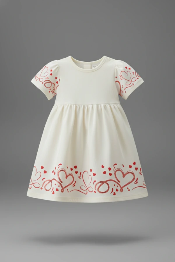 Vestido Off-White Corações Radiantes 🎀