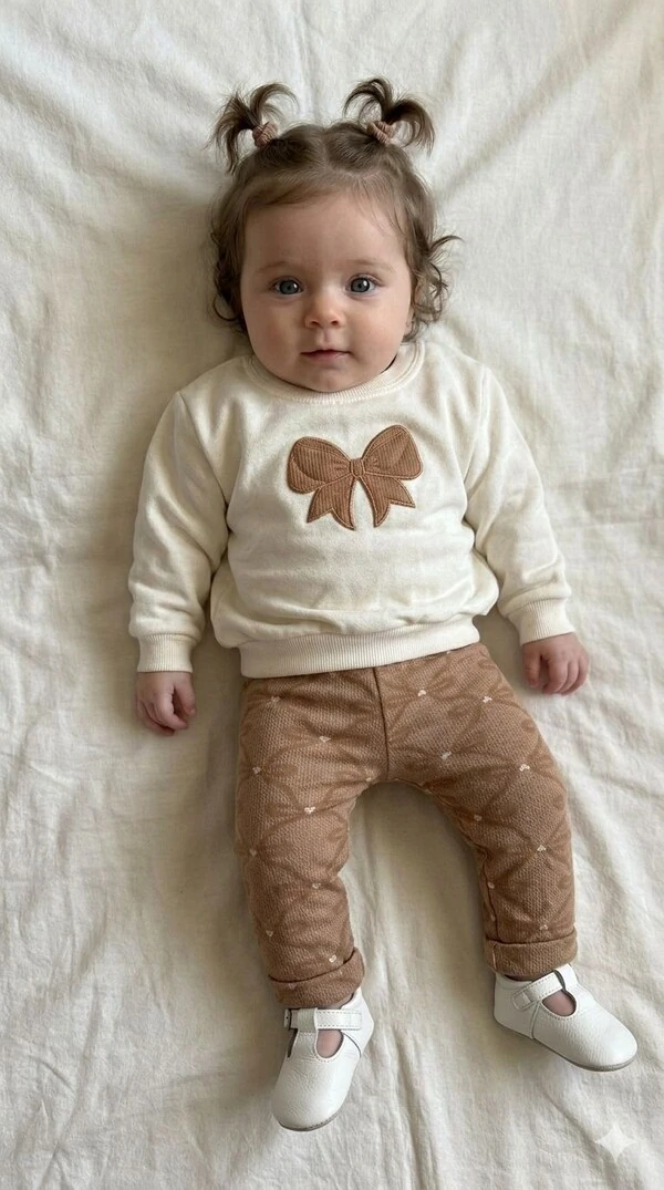 Conjunto Coleção Laços Off-White e Caramelo