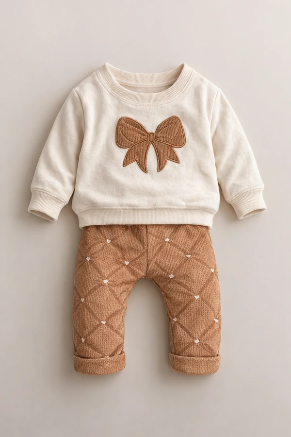 Conjunto Coleção Laços Off-White e Caramelo