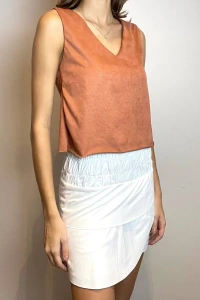 Blusa Cropped Transpassado Suede